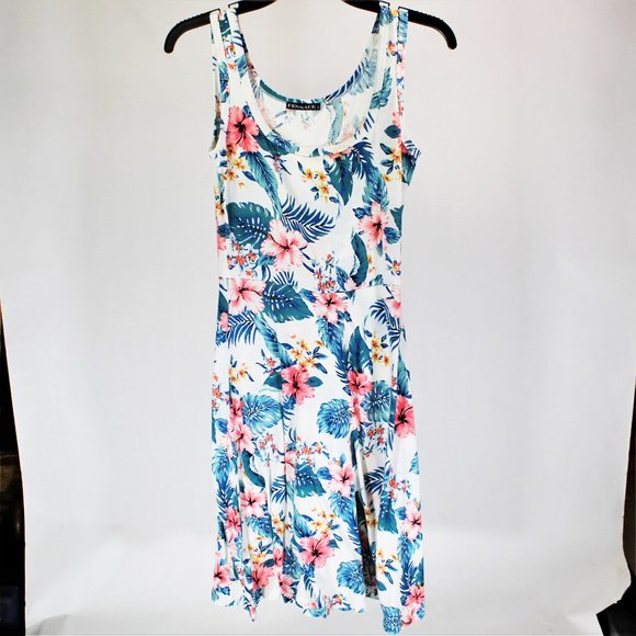 Fensace | White w/ Tropical Pattern Summer Dress - Picture 5 of 5